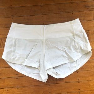 White Lululemon Speed Up Shorts